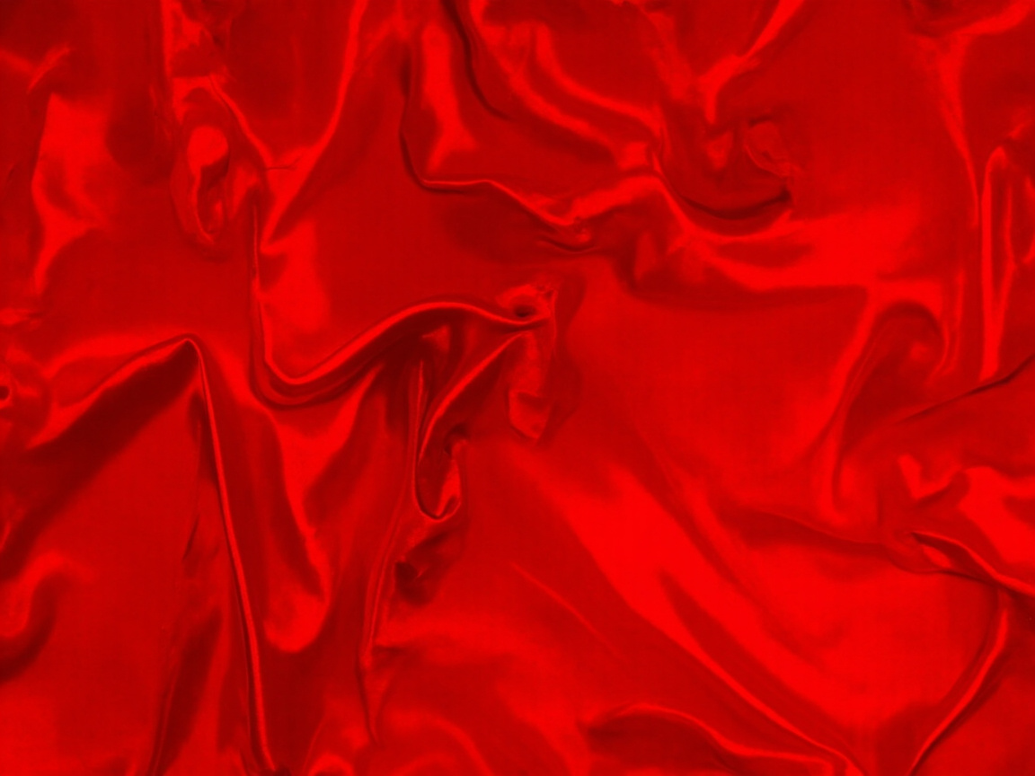 图中展示了一块充满质感的鲜红色绸缎或丝绒织物，布料呈现出大面积的褶皱和起伏。光影在织物表面交织，高光处呈现出明亮的橘红色，而深陷的褶皱阴影处则接近暗红色，这种强烈的明暗对比赋予了画面极强的立体感和流动感。构图上，布料铺满了整个画幅，没有明确的焦点，营造出一种华丽且热烈的视觉氛围。在 AI 生成的细节方面，虽然整体光泽感模拟得较好，但在画面左上角和中心偏右的部分，褶皱的纹理走向显得有些杂乱且不符合物理重力逻辑，部分阴影的过渡略显生硬，缺乏真实布料自然垂坠的连贯性，使得材质在某些局部看起来更像是液态流体而非纤维织物。